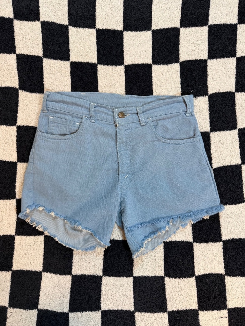 true vintage 70's levi's sta-prest blue cut off jeans size 29